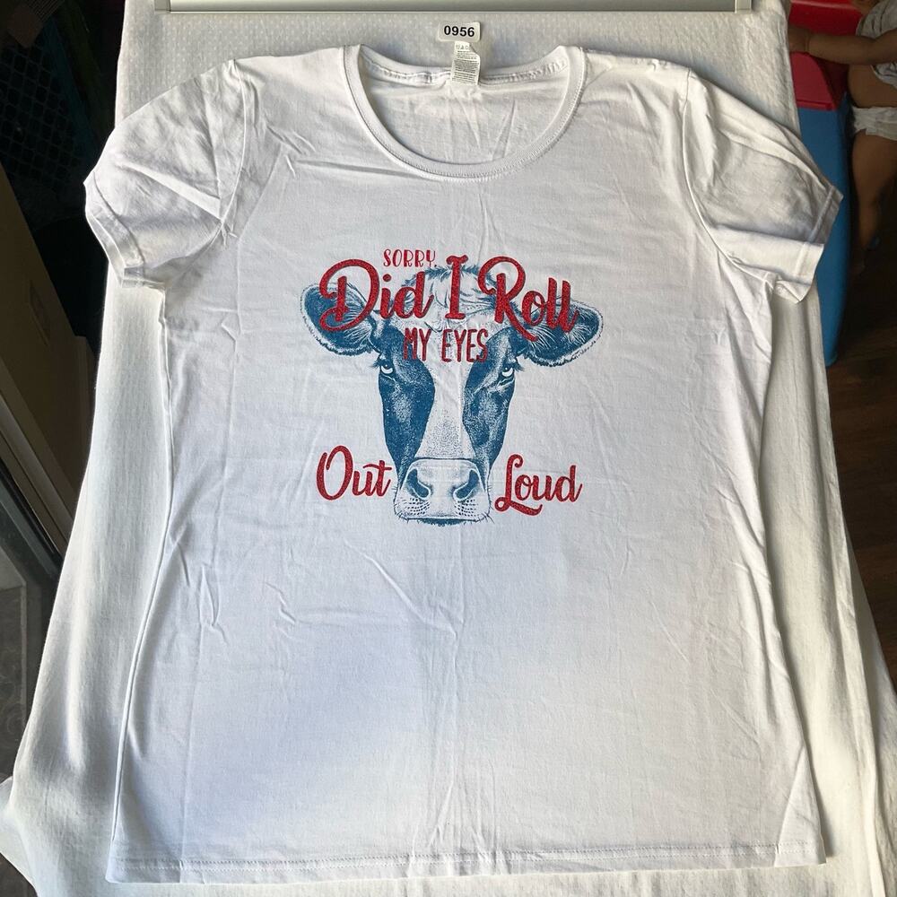 Fruit Of The Loom Women’s Short Sleeve T-shirt size XL, White, Roll My Eyes Loud
